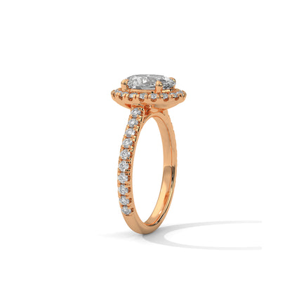Oval Halo Engagement Ring with Pave 18K Rose Gold | Lab Grown Diamond