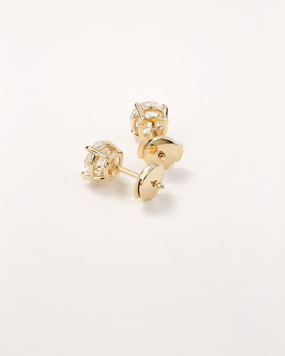 14K Yellow Gold Lab-Grown Diamond Stud Earrings 2.10 CTW | Safety-Back Posts