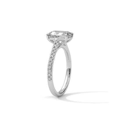 Emerald Engagement Ring with Pave Platinum| Lab Grown Diamond