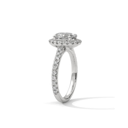Oval Halo Engagement Ring with Pave Platinum | Lab Grown Diamond