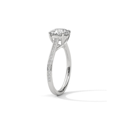 Cushion Engagement Ring with Pave Platinum | Lab Grown Diamond