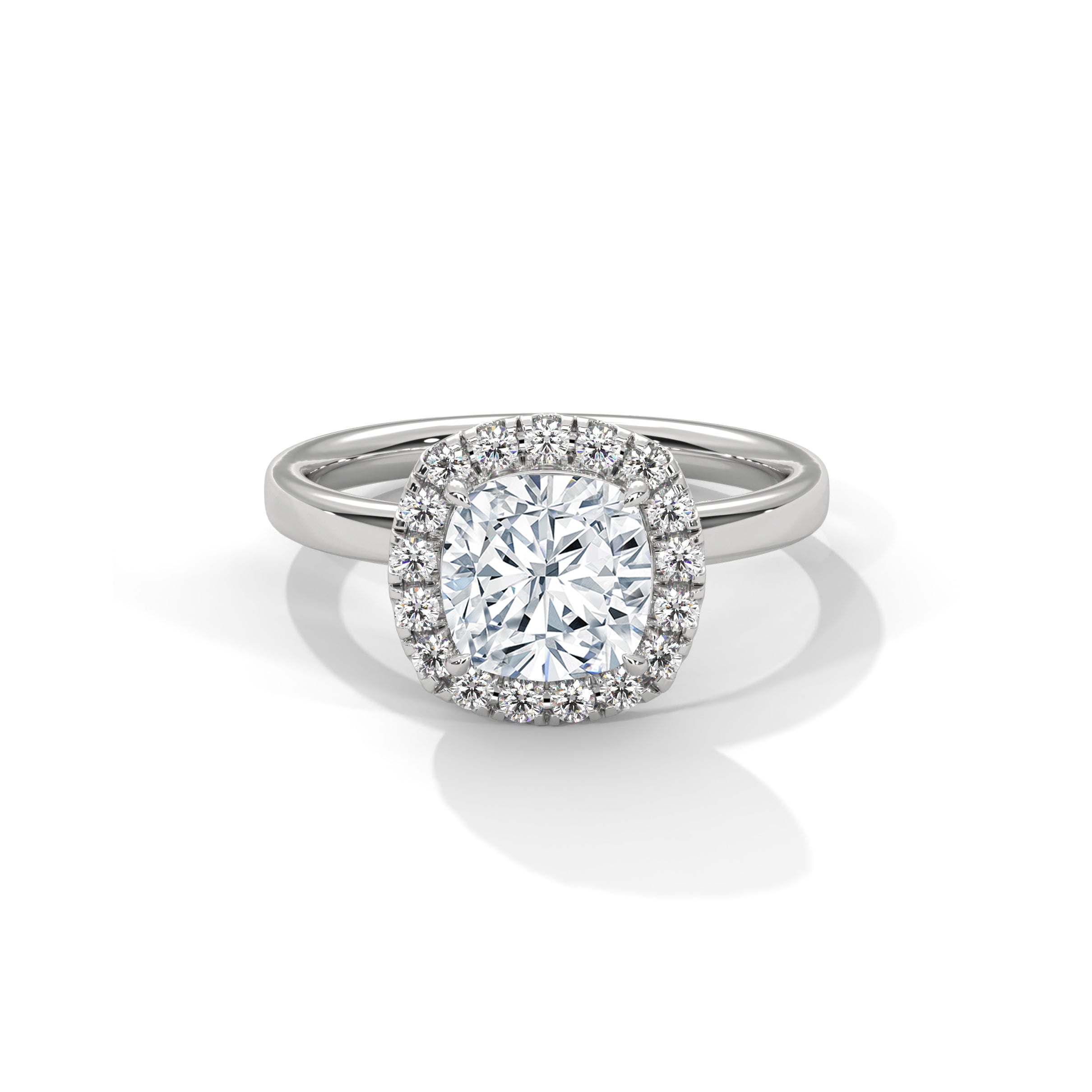 Cushion Halo Solitaire Engagement Ring Platinum | Lab Grown Diamond