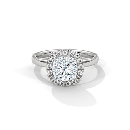 Cushion Halo Solitaire Engagement Ring Platinum | Lab Grown Diamond