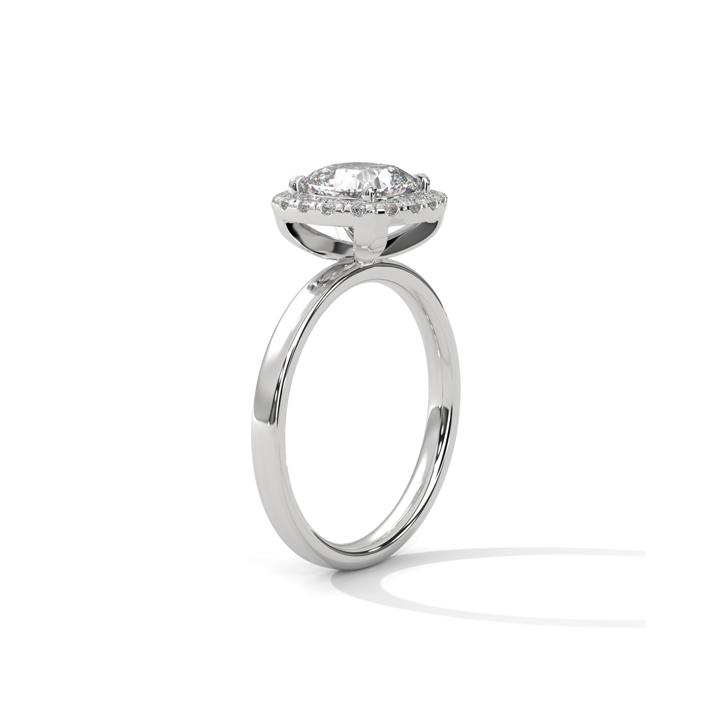 Cushion Halo Solitaire Engagement Ring Platinum | Lab Grown Diamond