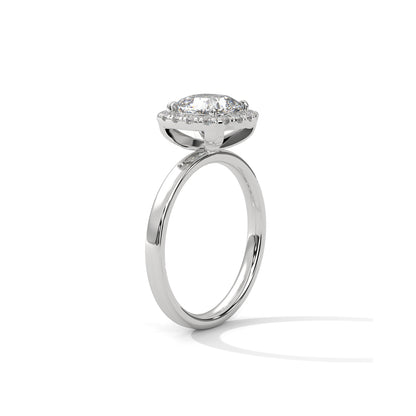 Cushion Halo Solitaire Engagement Ring Platinum | Lab Grown Diamond