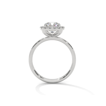 Cushion Halo Solitaire Engagement Ring Platinum | Lab Grown Diamond