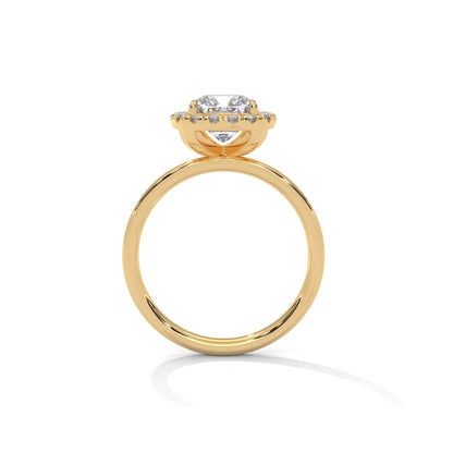 Cushion Halo Solitaire Engagement Ring 18K | Lab Grown Diamond