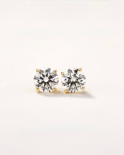 14K Yellow Gold Lab-Grown Diamond Stud Earrings 2.10 CTW | Safety-Back Posts