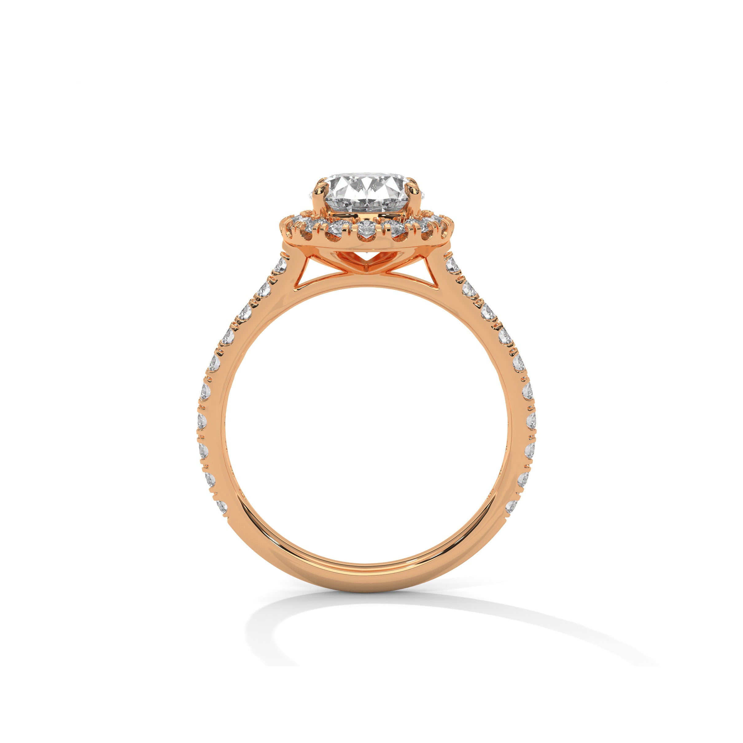 Oval Halo Engagement Ring with Pave 18K Rose Gold | Lab Grown Diamond