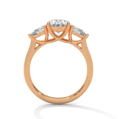 Oval Three Stone Engagement Ring with Pears 18K Rose Gold | Lab Grown Diamond