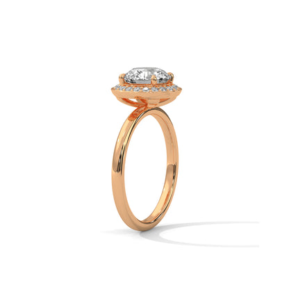 Halo Solitaire Engagement Ring 18K Rose Gold | Lab Grown Diamond