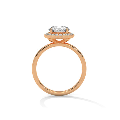 Halo Solitaire Engagement Ring 18K Rose Gold | Lab Grown Diamond