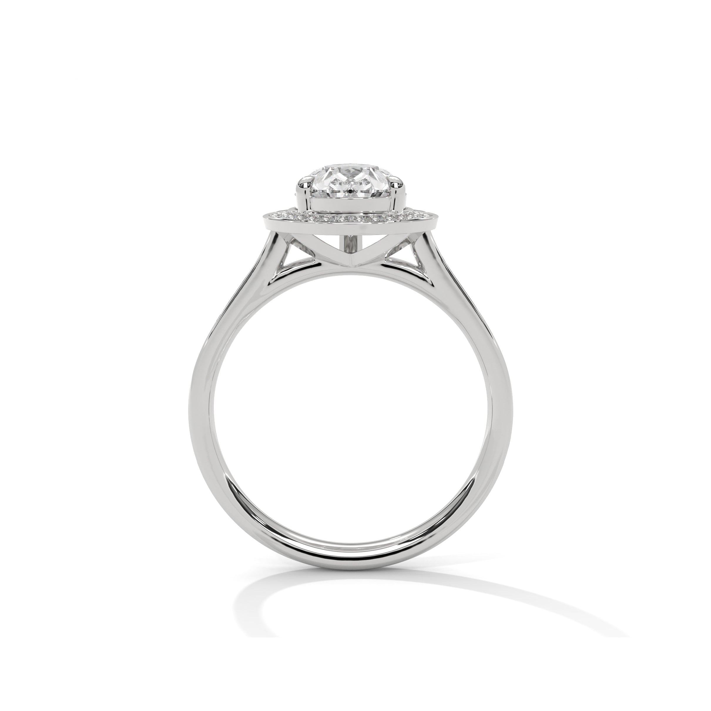 Pear Halo Engagement Ring with Pave Platinum | Lab Grown Diamond
