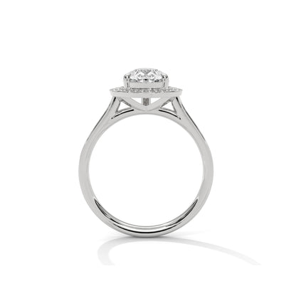 Pear Halo Engagement Ring with Pave Platinum | Lab Grown Diamond