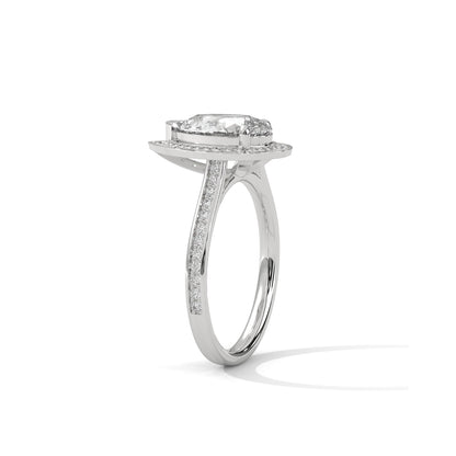 Pear Halo Engagement Ring with Pave Platinum | Lab Grown Diamond