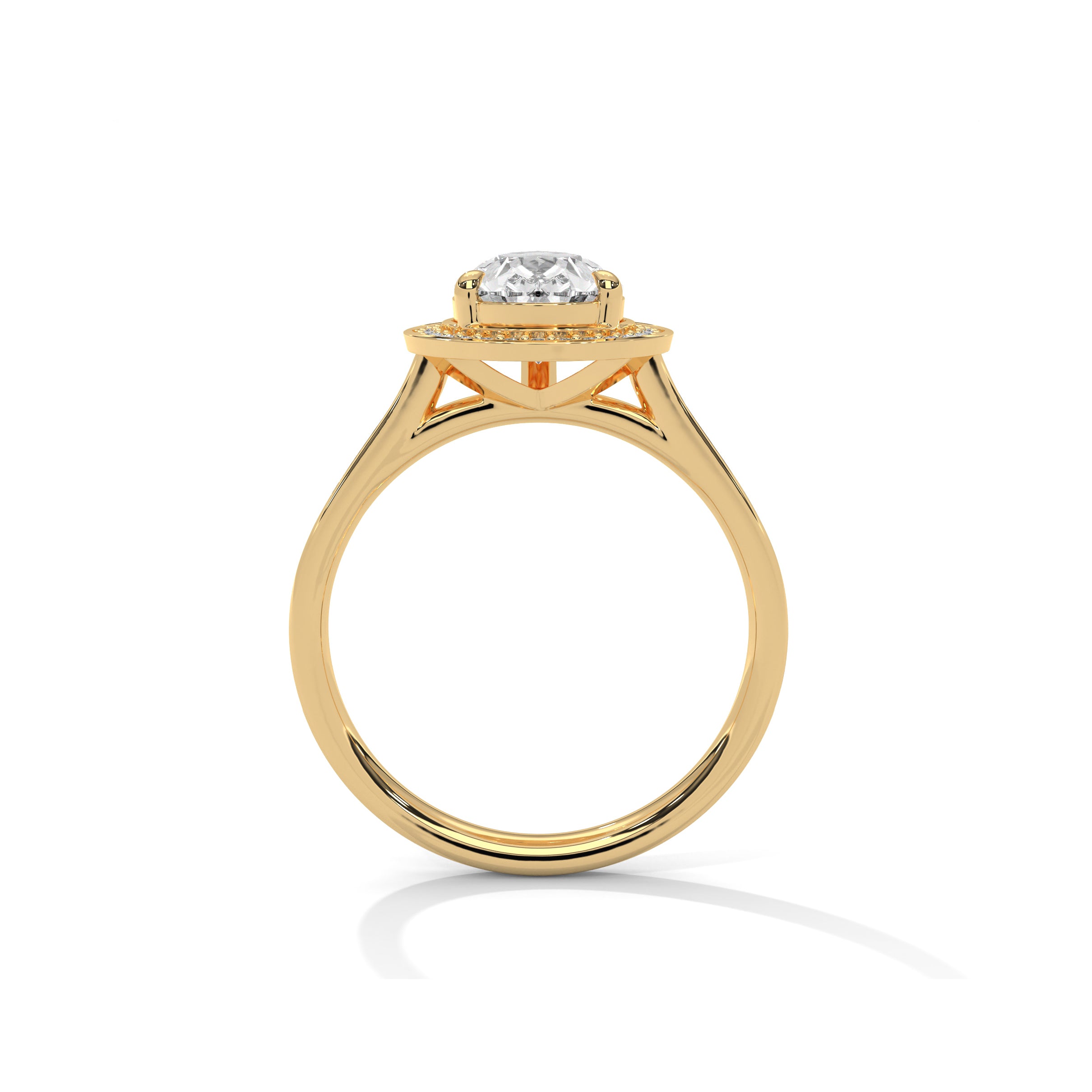 Pear Halo Engagement Ring with Pave 18K | Lab Grown Diamond