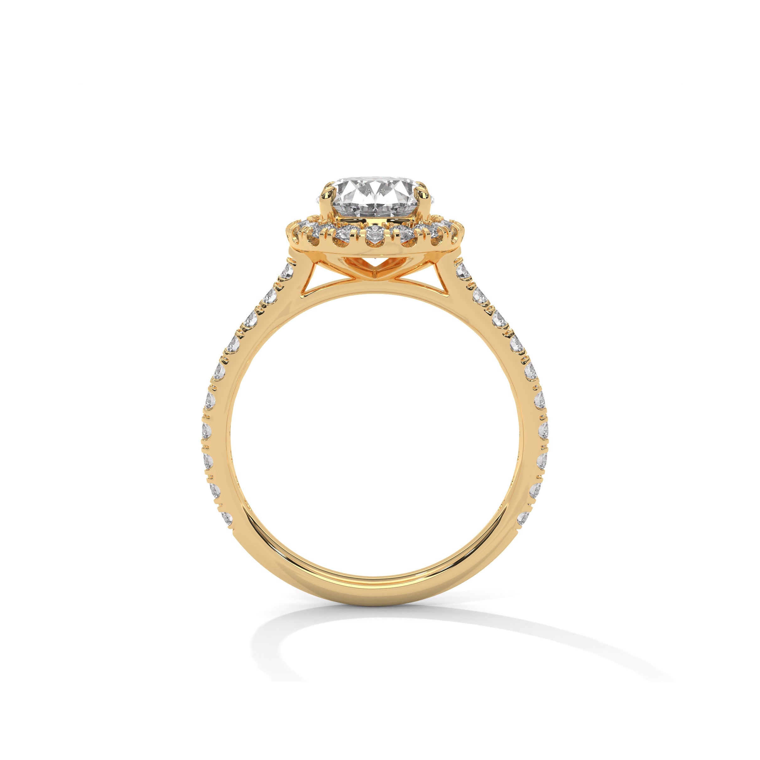 Oval Halo Engagement Ring with Pave 18K | Lab Grown Diamond