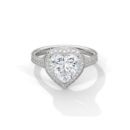 Heart Halo Engagement Ring with Pave Platinum | Lab Grown Diamond