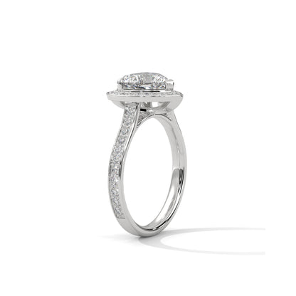 Heart Halo Engagement Ring with Pave Platinum | Lab Grown Diamond