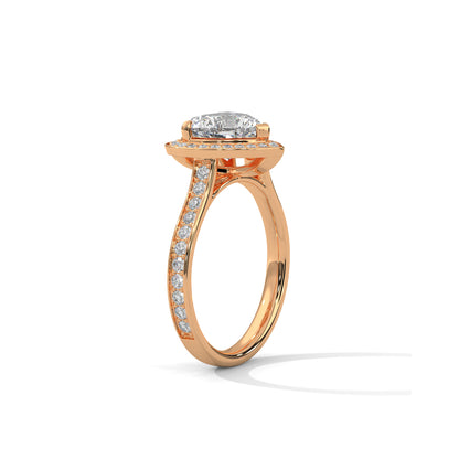 Heart Halo Engagement Ring with Pave 18K Rose Gold | Lab Grown Diamond
