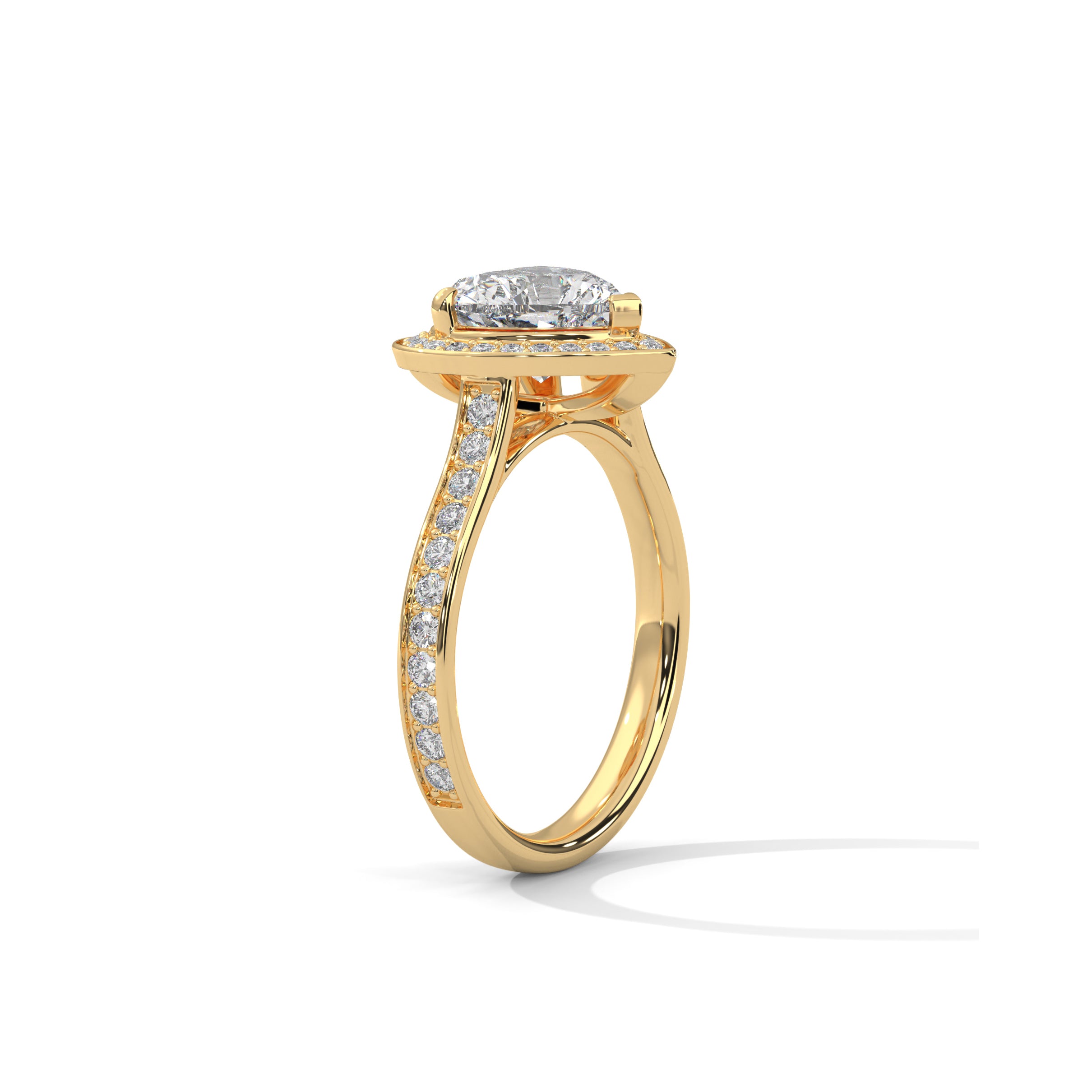 Heart Halo Engagement Ring with Pave 18K | Lab Grown Diamond