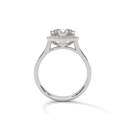 Heart Halo Engagement Ring with Pave Platinum | Lab Grown Diamond