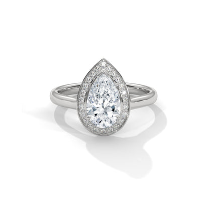 Pear Halo Engagement Ring Platinum | Lab Grown Diamond