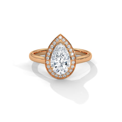 Pear Halo Engagement Ring 18K Rose Gold | Lab Grown Diamond