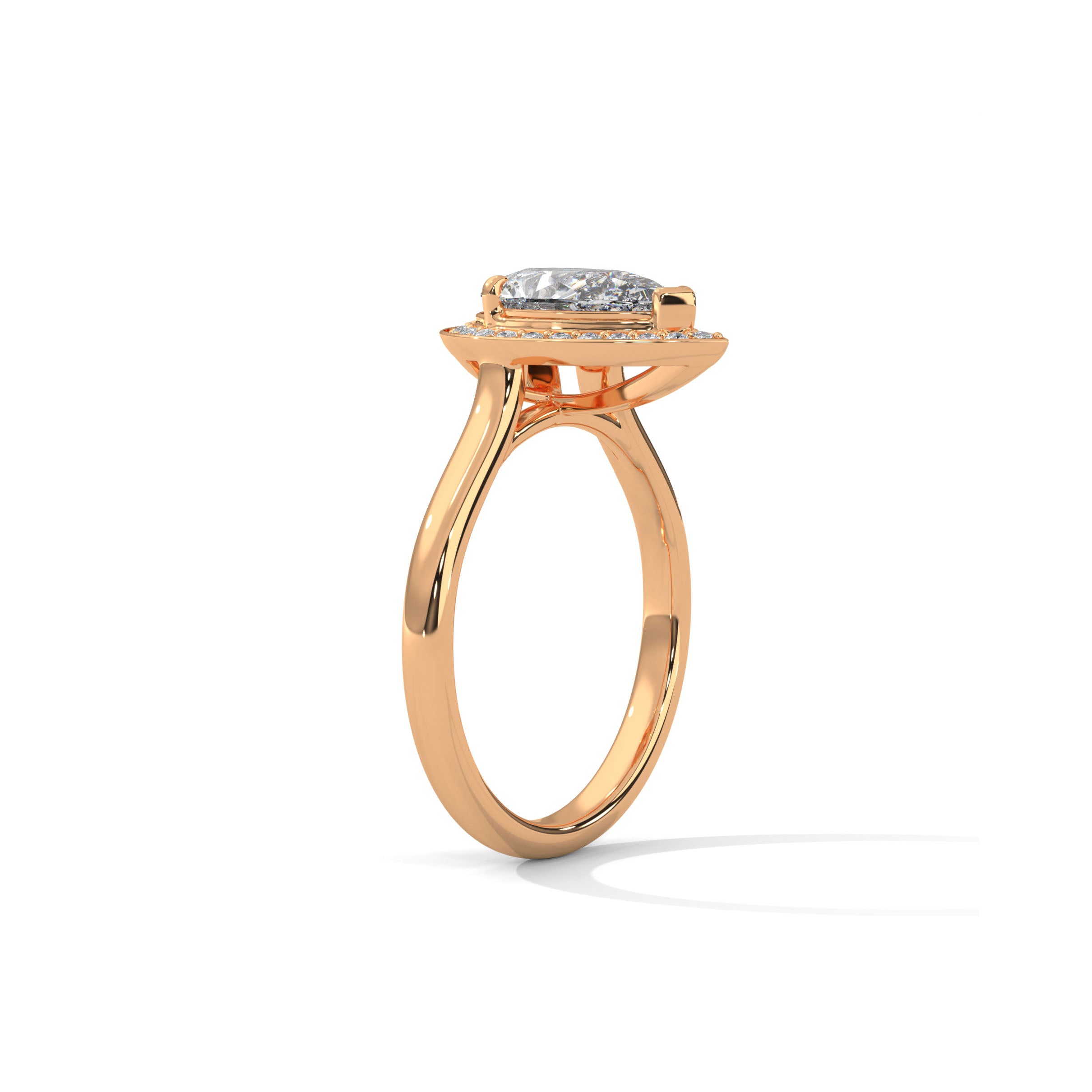 Pear Halo Engagement Ring 18K Rose Gold | Lab Grown Diamond