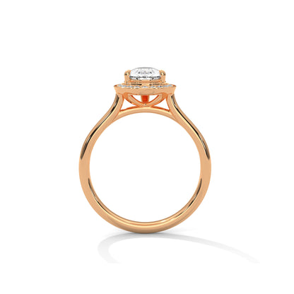 Pear Halo Engagement Ring 18K Rose Gold | Lab Grown Diamond