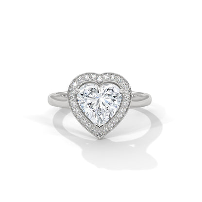 Heart Halo Engagement Ring Platinum | Lab Grown Diamond