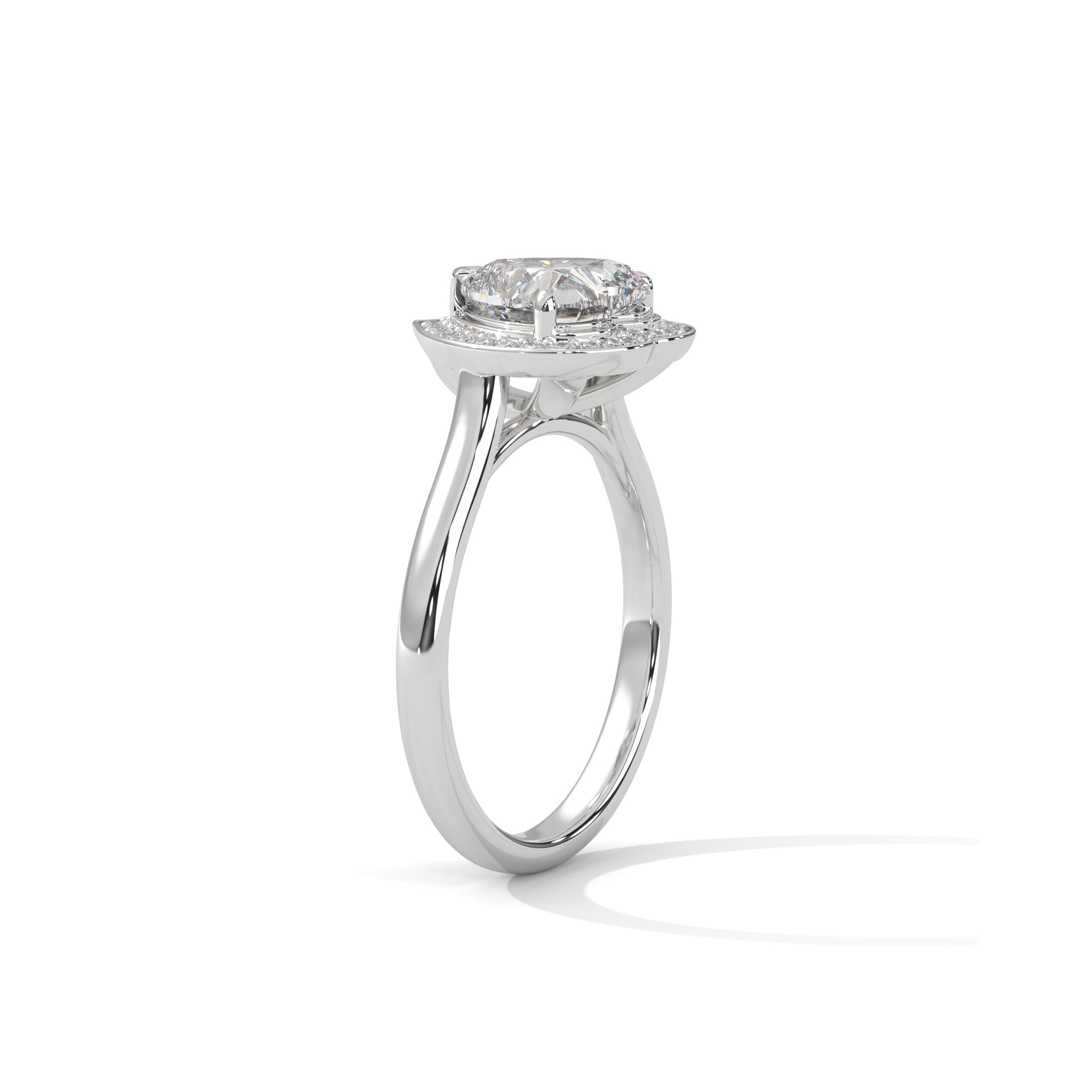 Heart Halo Engagement Ring Platinum | Lab Grown Diamond