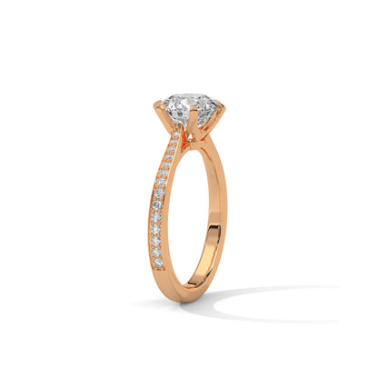Cathedral Engagement Ring with Pave in 18K Rose Gold | Lab Grown Diamond