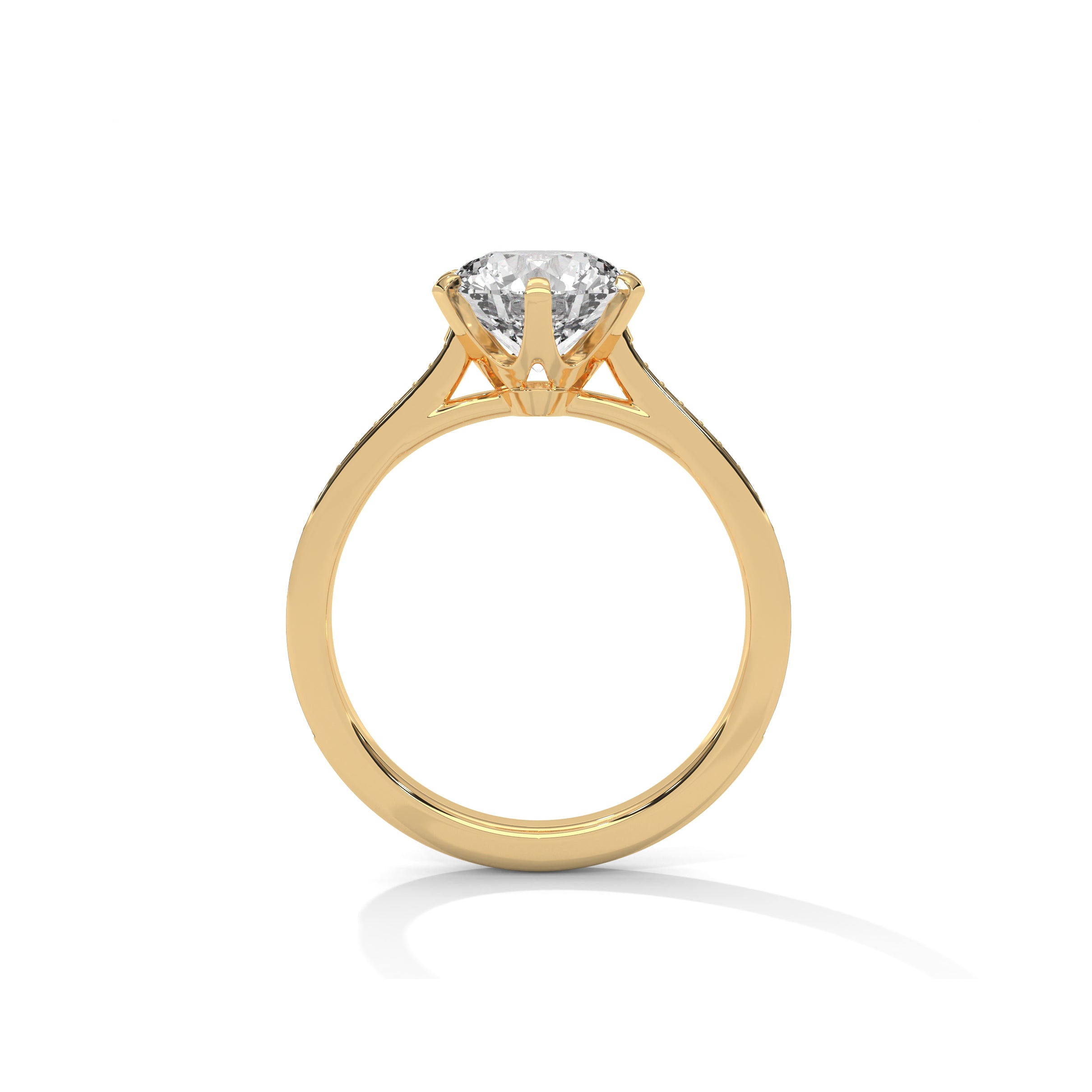 Cathedral Engagement Ring with Pave in 18K  | Lab Grown Diamond