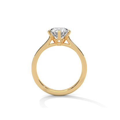 Cathedral Engagement Ring with Pave in 18K  | Lab Grown Diamond