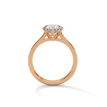 Cathedral Engagement Ring with Pave in 18K Rose Gold | Lab Grown Diamond