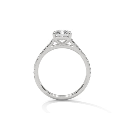 Emerald Engagement Ring with Pave Platinum| Lab Grown Diamond