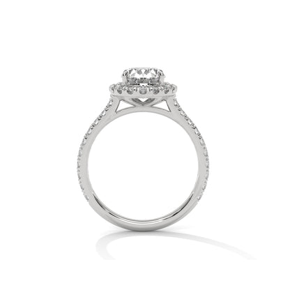 Oval Halo Engagement Ring with Pave Platinum | Lab Grown Diamond