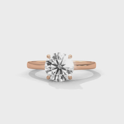 Four Prong Cathedral Engagement Ring 18K Rose Gold | Lab Grown Diamond