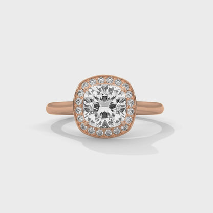 Cushion Halo Engagement Ring 18K Rose Gold | Lab Grown Diamond