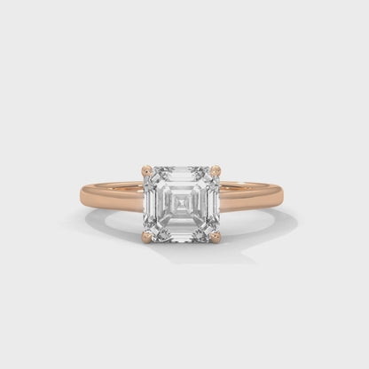 Asscher Engagement Ring 18K Rose Gold | Lab Grown Diamond