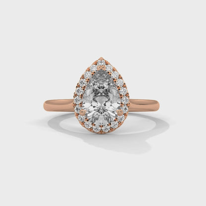 Pear Halo Cathedral Engagement Ring 18K Rose Gold | Lab Grown Diamond