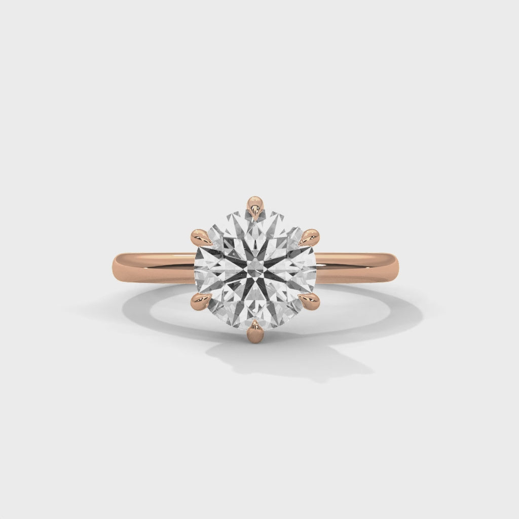 Six Prong Engagement Ring 18K Rose Gold | Lab Grown Diamond