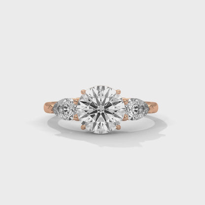 Three Stone Engagement Ring with Pears 18K Rose Gold | Lab Grown Diamond
