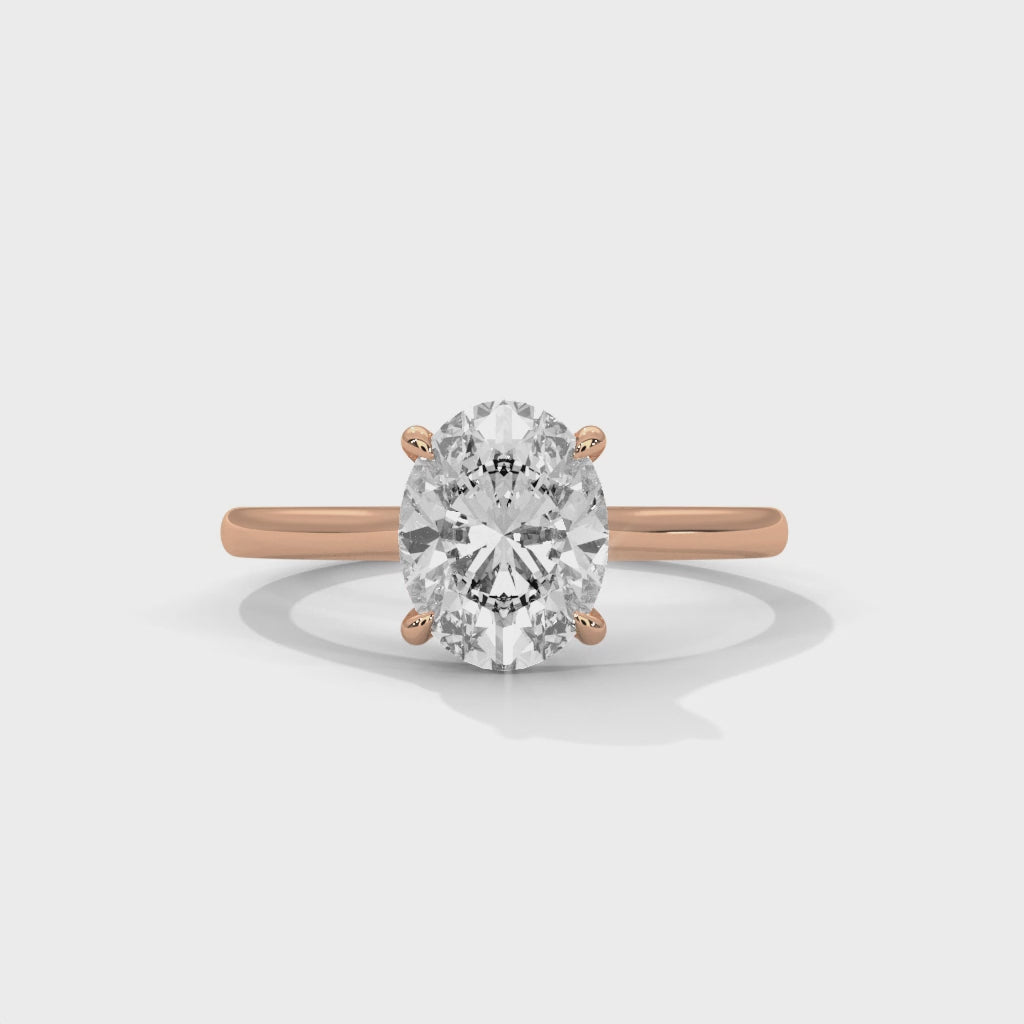 Oval Cathedral Engagement 18K Rose Gold | Lab Grown Diamond