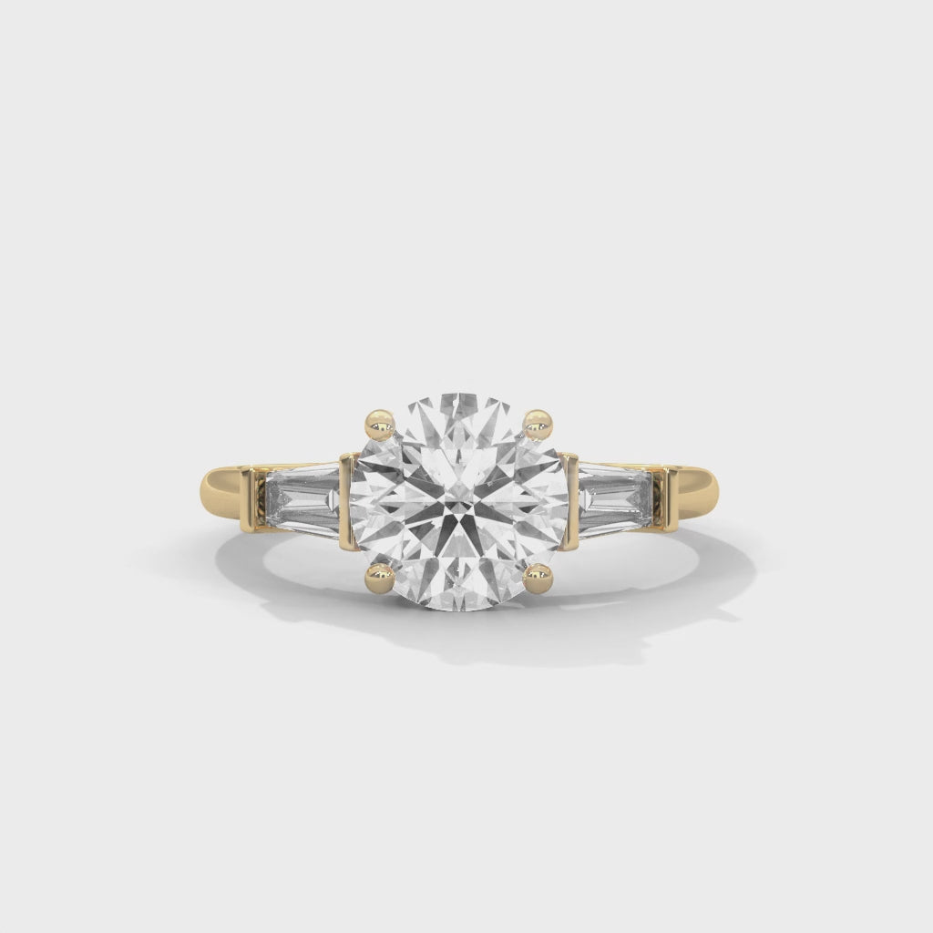 Three Stone Engagement Ring with Baguettes 18K | Lab Grown Diamond