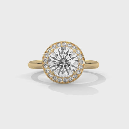 Halo Solitaire Engagement Ring 18K | Lab Grown Diamond