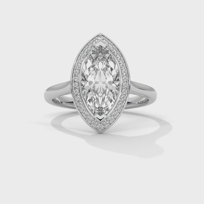 Marquise Halo Engagement Ring Platinum | Lab Grown Diamond