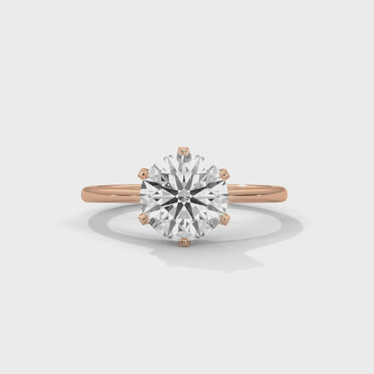 Six Prong Cathedral Engagement Ring 18K Rose Gold | Lab Grown Diamond