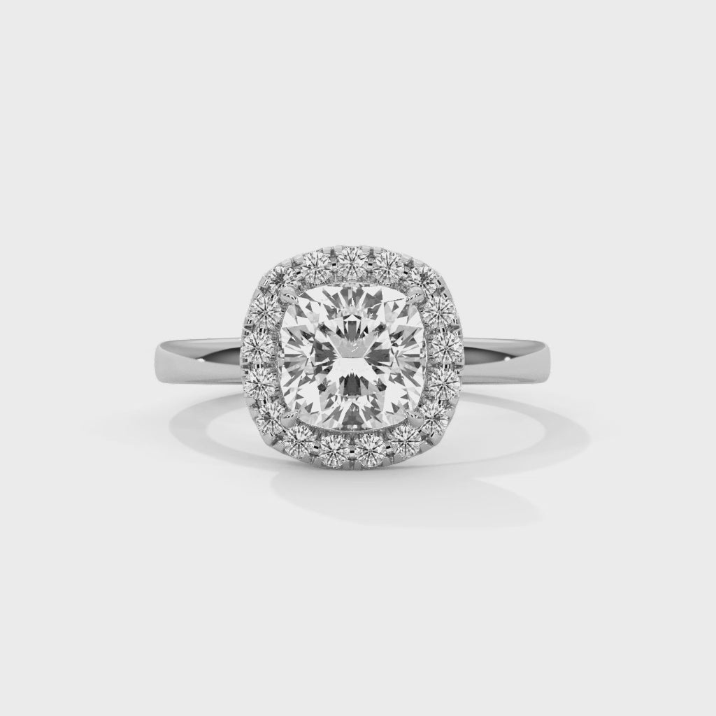 Cushion Halo Solitaire Engagement Ring Platinum | Lab Grown Diamond